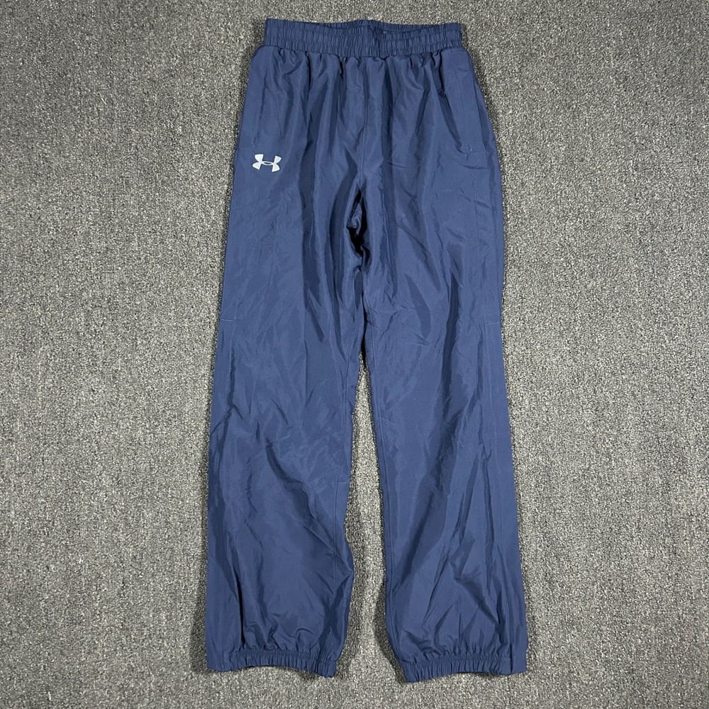 Under Armour HeatGear Track Pants Mens Medium Navy Blue Loose Fit Mesh Lined Vtg
